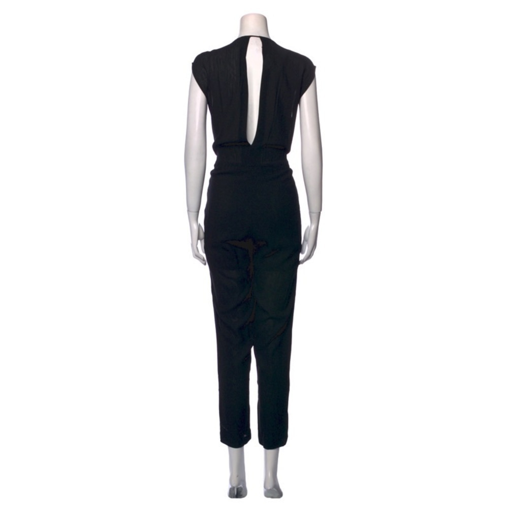 Sandro Paris Black Viscose Silk Sleeveless Exposed Zipper V-Neck Jumpsuit Sz 1/S - Picture 3 of 12